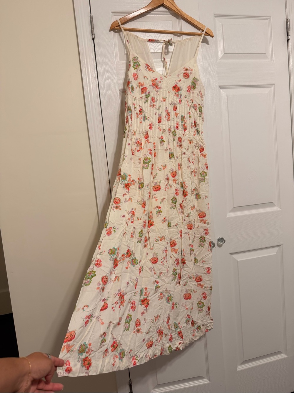 LC Lauren Conrad Cream Maxi Dress with Coral Floral Print